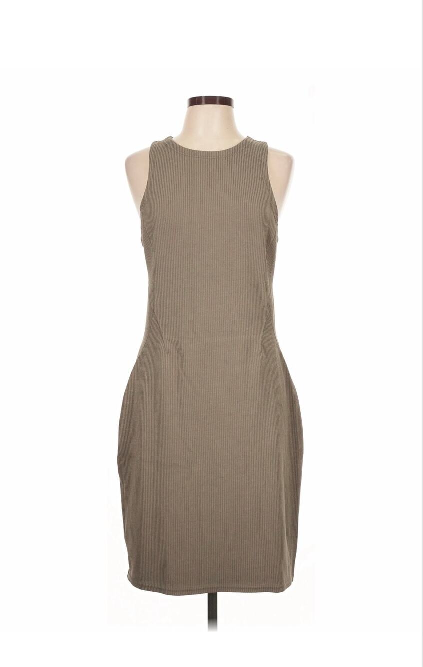 Lululemon Ribbed Sleeveless Midi Dress Taupe Brown Women's Size 12